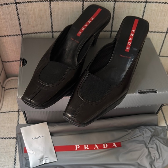 Prada Black Leather Heels - Picture 1 of 5